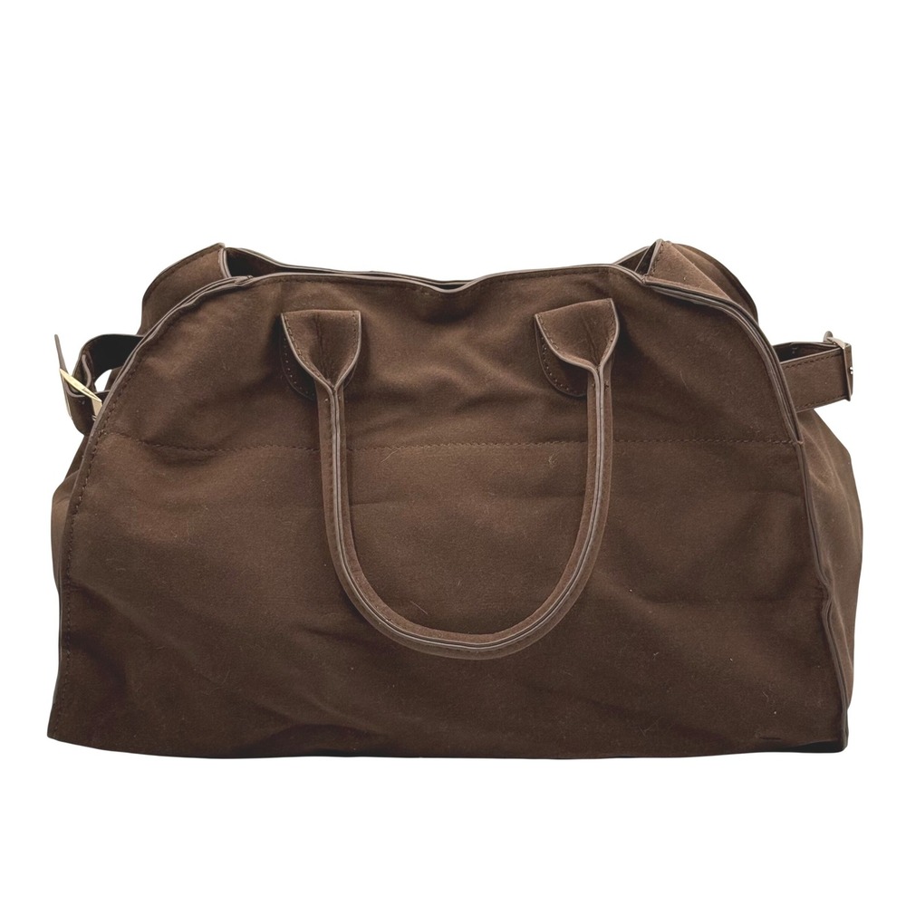 Oversized Brown Faux Leather Weekender Tote Bag Boho Slouchy Travel Carryall